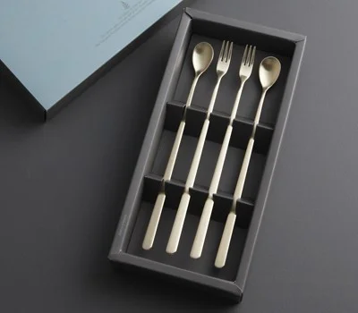 그레이스 롱티스푼 티타늄 도금 골드4P