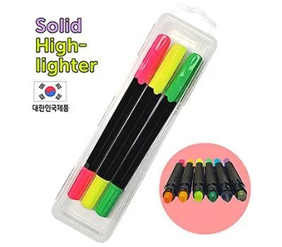 뉴블랙고체형광펜 3P세트 국산