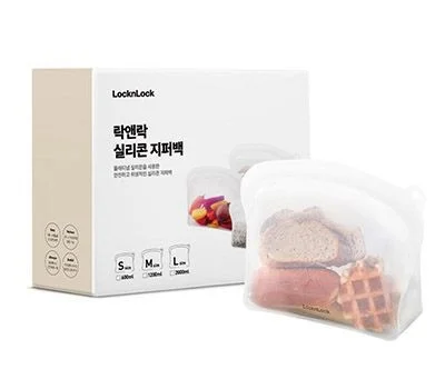 락앤락  실리콘 지퍼백 1.2L 1종세트-종이케이스포...